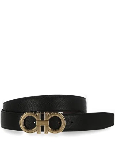 Ferragamo Salvatore  Belts In Nero/new Cognac