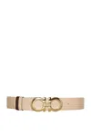 Ferragamo Gancini Reversible And Adjustable Belt In New Bisque/black