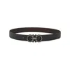 Ferragamo Salvatore  Man's Bicolor Leather Belt With Logo Buckle In Red