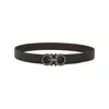 Ferragamo Salvatore  Man's Bicolor Leather Belt With Logo Buckle In Red