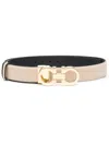 Ferragamo Reversible And Adjustable Gancini Belt In Sand
