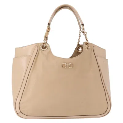 Pre-owned Ferragamo Salvatore  Betulla Chain Tote Leather Beige Leather Tote Bag Bag () In Sand
