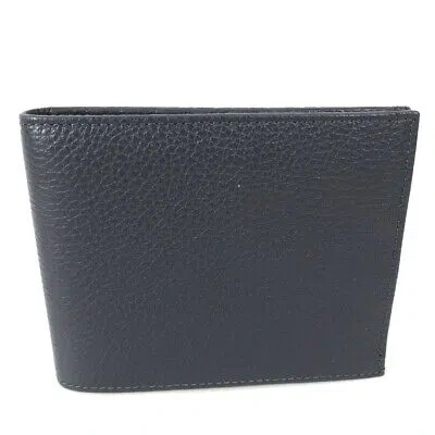 Pre-owned Ferragamo Salvatore  Bifold Wallet Leather Navy Unused Made In Italy With Box In Blue