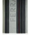Ferragamo Salvatore  'big Logo' Grey Silk Blend Scarf Men In Gray