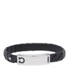 Ferragamo Gancini Leather Bracelet In Black