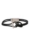 Ferragamo 17cm Gancio Braided Leather Bracelet In Black