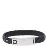 Ferragamo Gancini Leather Bracelet In Black