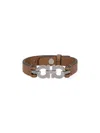 Ferragamo Leather And Metal Bracelet Accessory In Brown