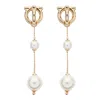 Ferragamo Pearl Drop Earrings Gold Finish In Gold