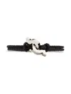Ferragamo Double Gancini Braided Leather Bracelet In Black