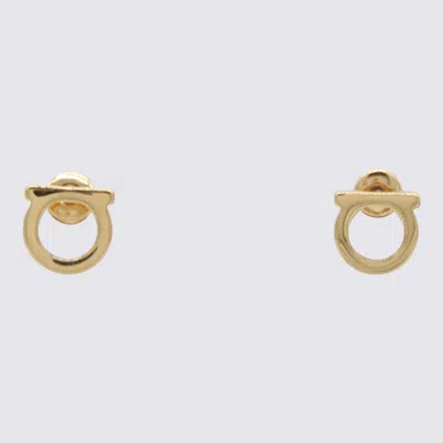 FERRAGAMO SALVATORE FERRAGAMO GOLD TONE BRASS EARRINGS