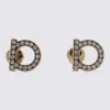 Ferragamo Gancini Crystal-embellished Earrings In Gold