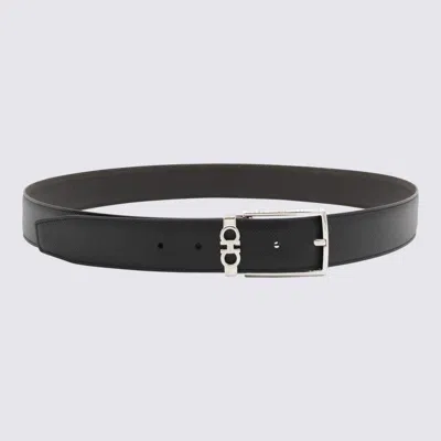 Ferragamo Salvatore  Black And Silver Leather Belt