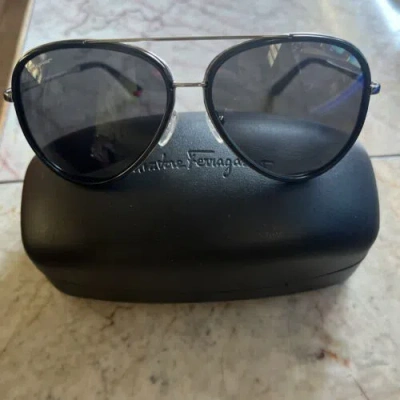 Pre-owned Ferragamo Salvatore  Black Aviator Men's Sunglasses