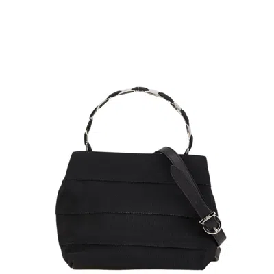 Pre-owned Ferragamo Salvatore  Black Canvas Leather Handbag Shoulder Bag ()
