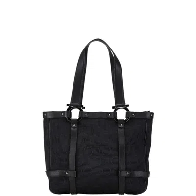 Pre-owned Ferragamo Salvatore  Black Canvas Leather Shoulder Bag Tote Bag ()