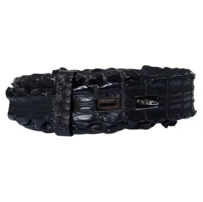 Pre-owned Ferragamo Salvatore , Black Crocodile Waist Belt