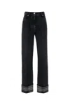 Ferragamo Contrast Cuff Straight Leg Jeans In Black