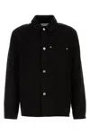 Ferragamo Denim Shirt With Chest Pocket And Textured Fabric In Black