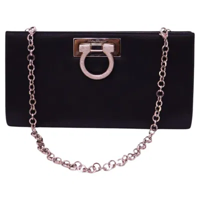 Pre-owned Ferragamo Salvatore  Black Gancini Chain Clutch