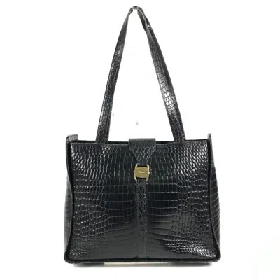 Pre-owned Ferragamo Salvatore  Black Gold Leather Shoulder Bag Tote Bag () In Black, Gold