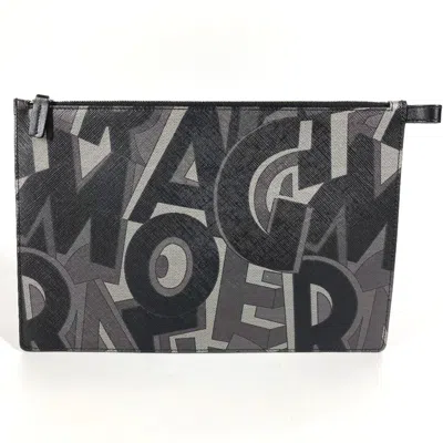 Pre-owned Ferragamo Salvatore  Black Gray Leather Clutch Bag Pouch () In Black, Gray