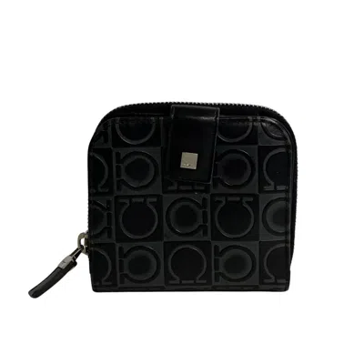 Pre-owned Ferragamo Salvatore  Black Gray Leather Wallet (bi-fold) () In Multi