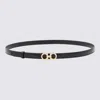 Ferragamo Double Gancio Leather Skinny Belt