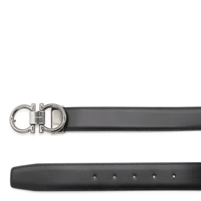 FERRAGAMO SALVATORE FERRAGAMO BLACK LEATHER BELT