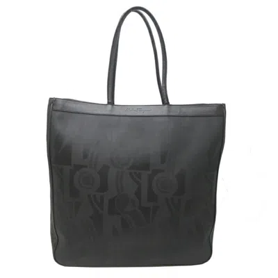 Pre-owned Ferragamo Salvatore  Black Leather Canvas Tote Bag ()