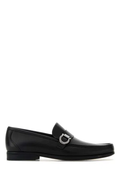Ferragamo Salvatore  Black Leather Caspian Loafers