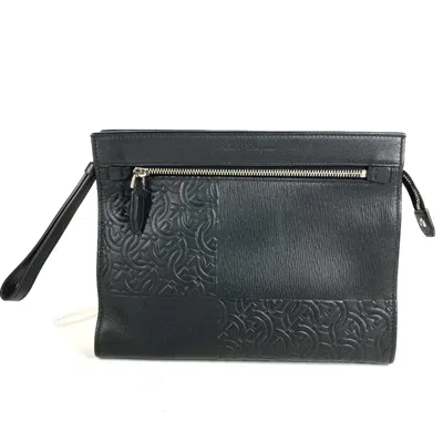Pre-owned Ferragamo Salvatore  Black Leather Clutch Bag Pouch ()