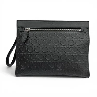 Pre-owned Ferragamo Salvatore  Black Leather Clutch Bag ()