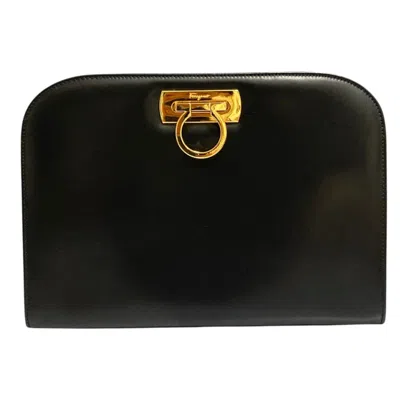 Pre-owned Ferragamo Salvatore  Black Leather Clutch Bag Shoulder Bag ()