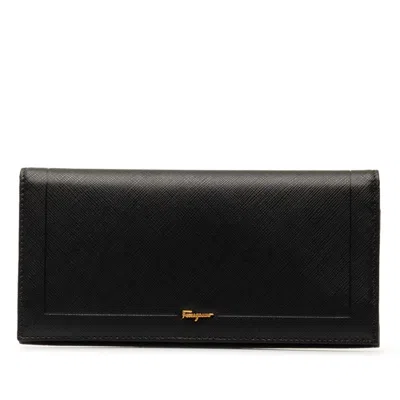Pre-owned Ferragamo Salvatore  Black Leather Coin Purse/coin Case ()