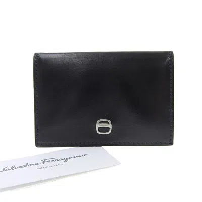 Pre-owned Ferragamo Salvatore  Black Leather Coin Purse/coin Case ()