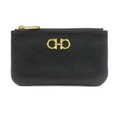 Pre-owned Ferragamo Salvatore  Black Leather Coin Purse/coin Case ()
