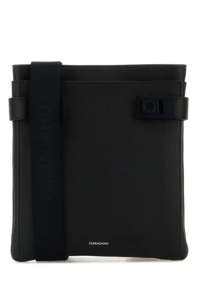 FERRAGAMO SALVATORE FERRAGAMO BLACK LEATHER CROSSBODY BAG