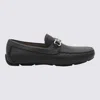 Ferragamo Men Parigi Gancini Leather Drivers Loafers Pebbled T Moro In Black