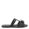 Ferragamo Salvatore  Black Leather Flats In Black
