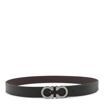 Ferragamo Salvatore  Black Leather Gancini Belt
