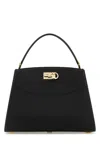 Ferragamo Leather Top Handle Shoulder Bag In Black