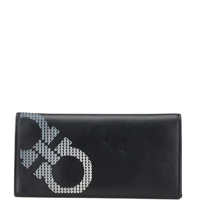 Pre-owned Ferragamo Salvatore  Black Leather Long Wallet (bi-fold) ()