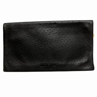 Pre-owned Ferragamo Salvatore  Black Leather Long Wallet (bi-fold) ()