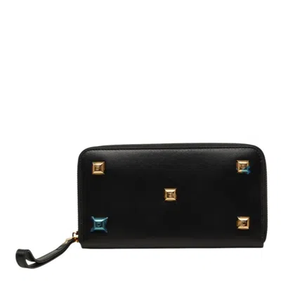 Pre-owned Ferragamo Salvatore  Black Leather Long Wallet (bi-fold) ()