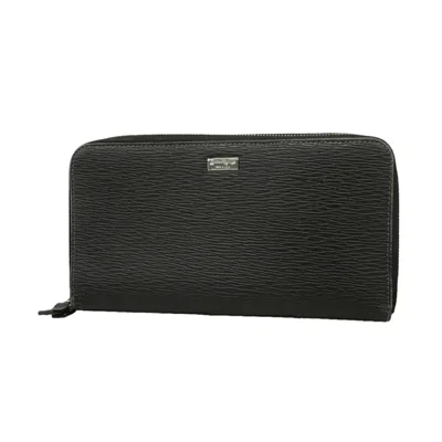 Pre-owned Ferragamo Salvatore  Black Leather Long Wallet (bi-fold) ()