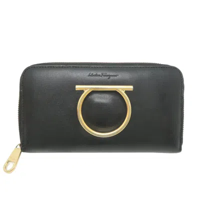 Pre-owned Ferragamo Salvatore  Black Leather Long Wallet (bi-fold) ()