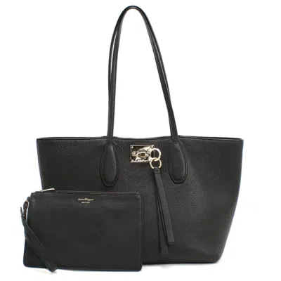 Pre-owned Ferragamo Salvatore  Black Leather Pouch Tote Bag ()