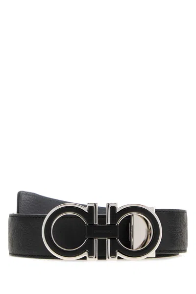 Ferragamo Salvatore  Black Leather Reversible Belt