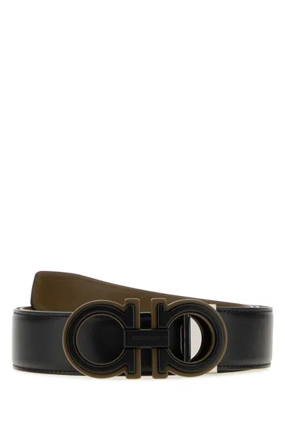 Ferragamo Salvatore  Black Leather Reversible Belt